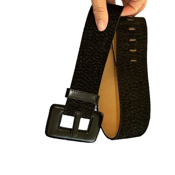 Jenny & The Boys Statement Belt Size Medium Black Leather Buckle Adjustable main image 7